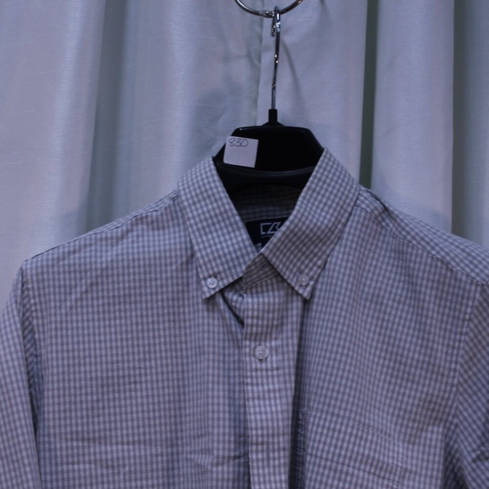 Cutter & Buck Gray Gingham Men's Shirt - Picture 2 of 9